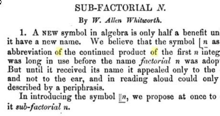 definitions:subfactorial [MathCelebrity School]