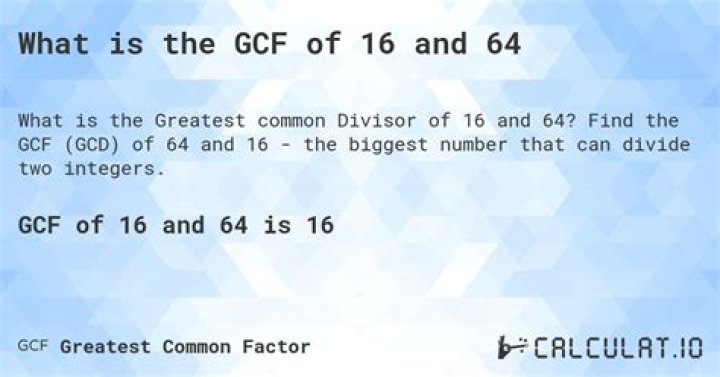 GCF of 16 and 64