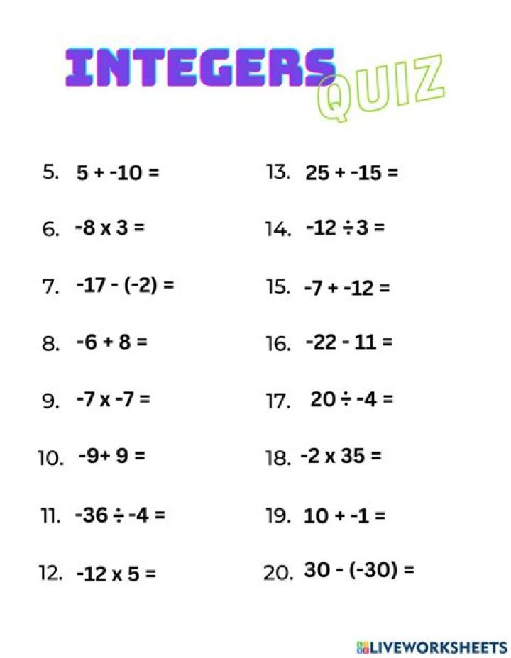 Integers Quiz
