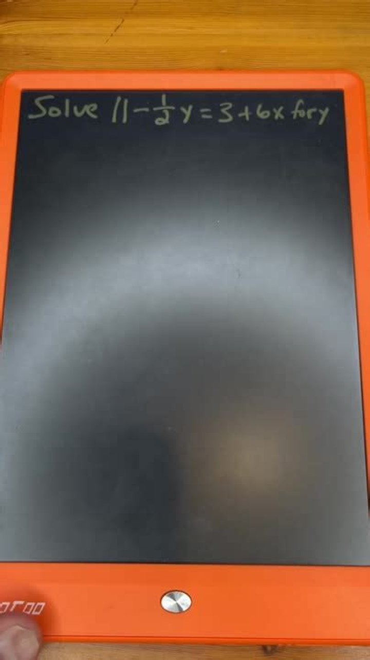 Solve 11 - 1/2y = 3 + 6x for y